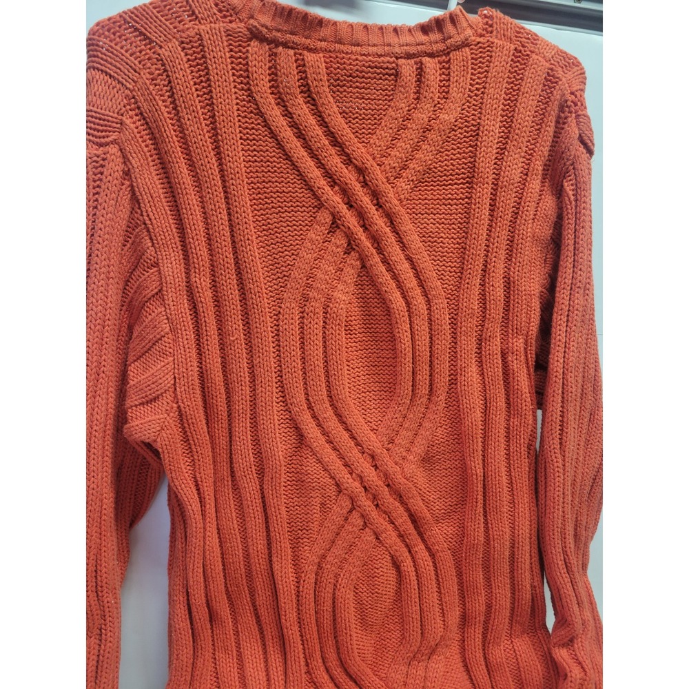 Harley Davidson Orange Cable Knit Sweater Men's Small Cotton - Picture 8 of 11